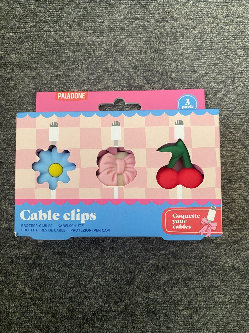 Cable Clips 3-Pack — Blue, Pink & Red Cable Protectors